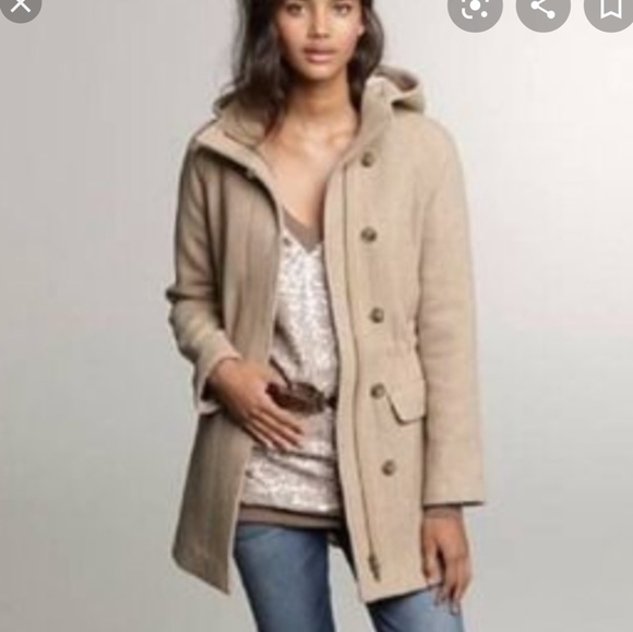 💚J.Crew Stadium Cloth Nello Gori Wool Coat Hood - Picture 2 of 16